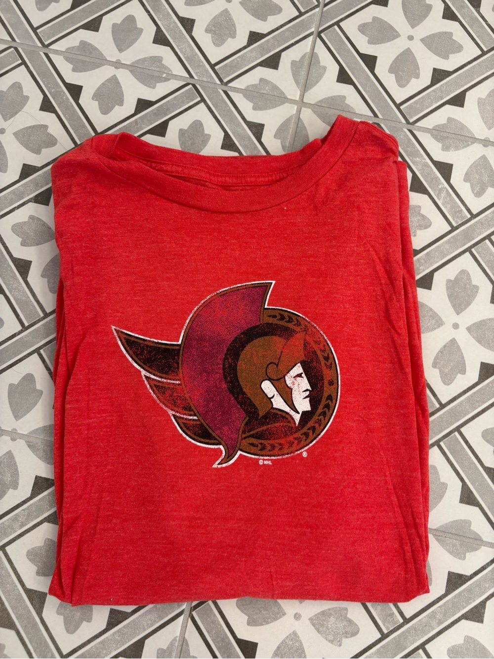 Red Short Sleeve Graphic Tee with Senators Logo